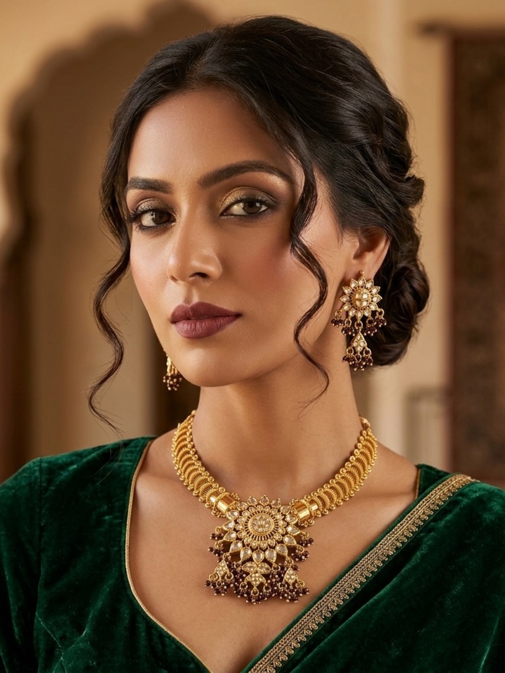 Elegant Gold and Black Bead Jewelry Set